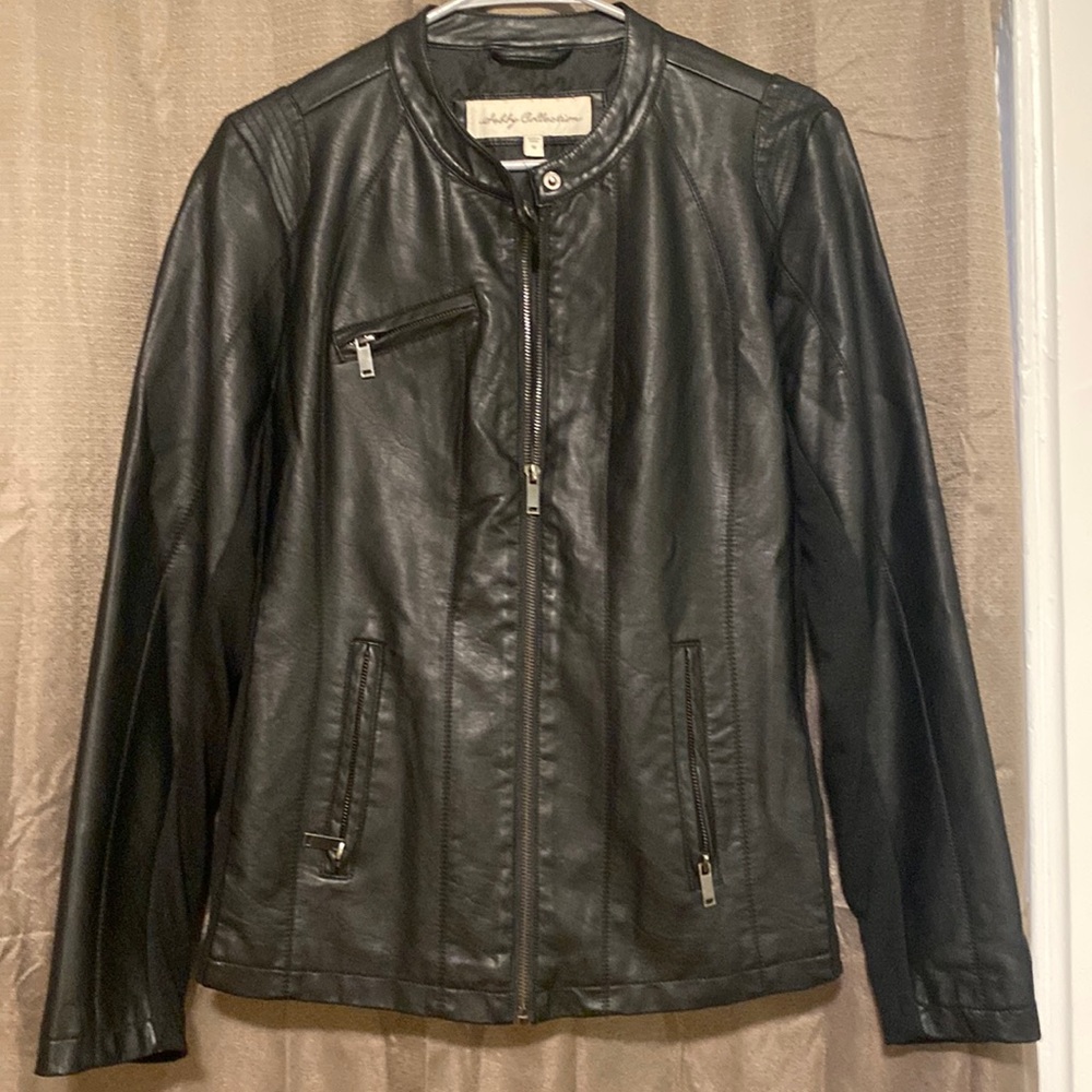 Sebby Collection black leather jacket